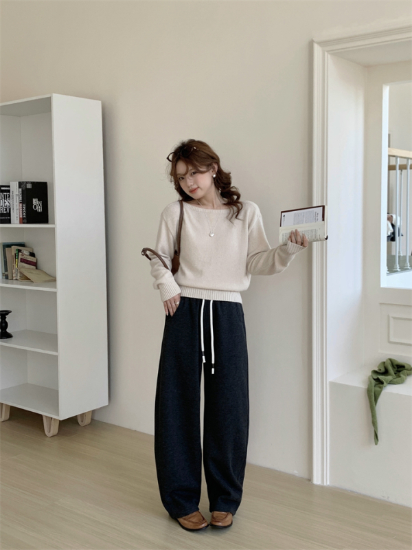 Pamut-elasztán szabadidőnadrág, laza fazon, magas derék, mikroelasticitás