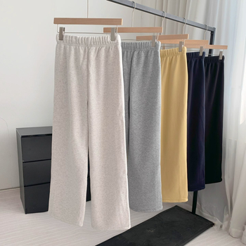 OMILI Moterų sportinės kelnės su fliso pamušalu, laisvo kirpimo, platus kelis, aukštas juosmuo, tiesus kirpimas, vidutinio storio poliesteris, mikroelastika