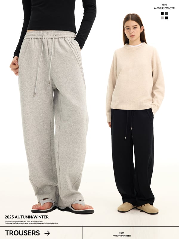 Talvised vabast stiilis sportlikud püksid, sirge säärega, terry kangas, 51% polüester, keskmine vöökoht, kaal 260–310 g