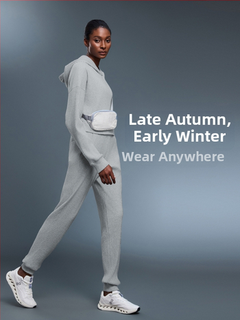 Moterų džogeriai su aukštu juosmeniu ir raišteliu, laisvo kirpimo, kvėpuojantis medvilnės-poliesterio mišinys, tinka bėgiojimui ir treniruotėms