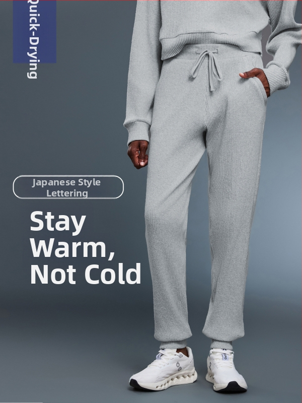 Moterų džogeriai su aukštu juosmeniu ir raišteliu, laisvo kirpimo, kvėpuojantis medvilnės-poliesterio mišinys, tinka bėgiojimui ir treniruotėms