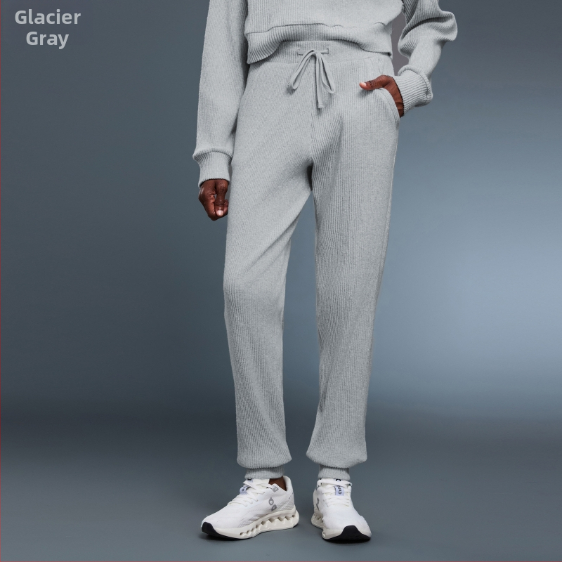 Moterų džogeriai su aukštu juosmeniu ir raišteliu, laisvo kirpimo, kvėpuojantis medvilnės-poliesterio mišinys, tinka bėgiojimui ir treniruotėms