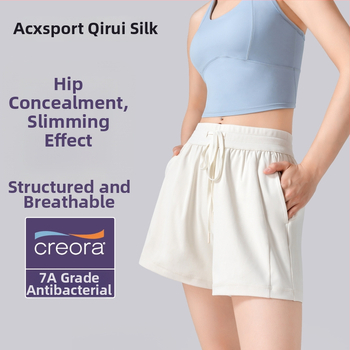ACXSPORT Moterų jogos šortai – lengvi ir švelnūs, rayon audinys su oro sluoksniu, 90% poliesterio 10% spandekso, ketvirčio ilgio