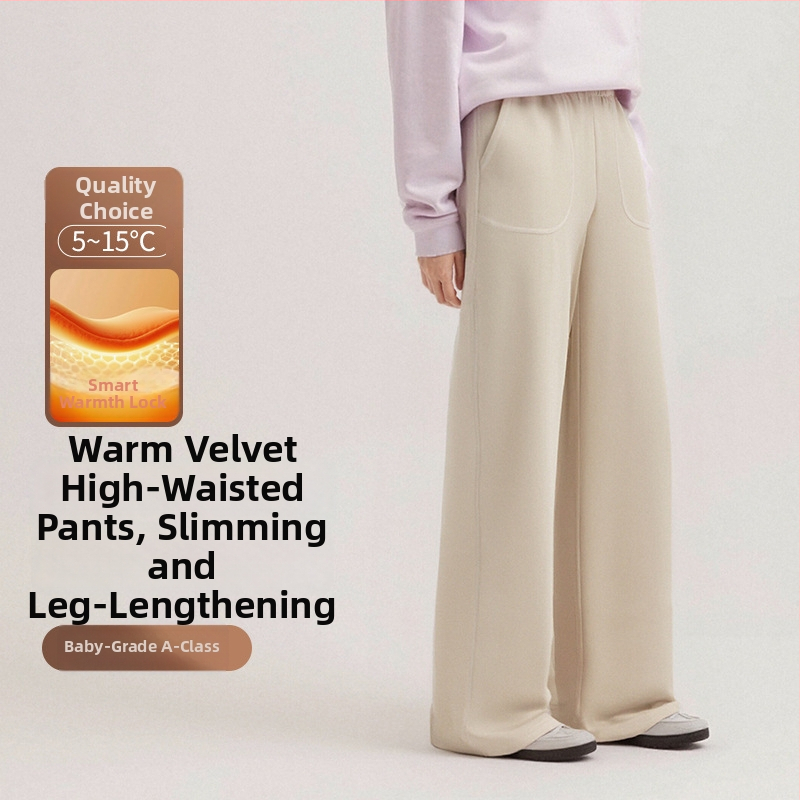 Moteriškos Lyocell kelnės su aukštu juosmeniu, plačios kojos, švelnus audinys