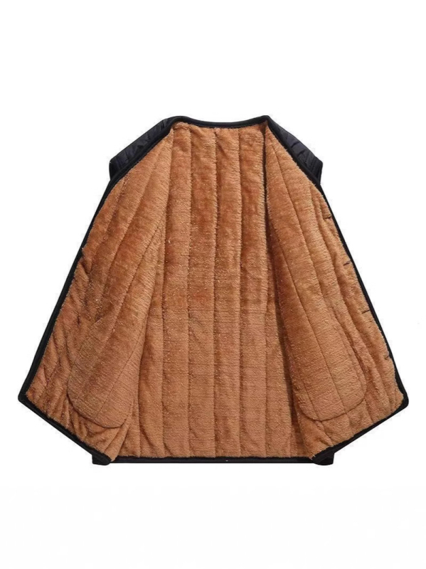 Мъжка жилетка с подплата от полиестер, флисово подплатяване, без качулка, джобове, прав край