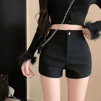 Дамски къси панталони с висока талия, флисово подплатени, еластични, A‑образен силует, 3/4 дължина, полиестер 80-90%