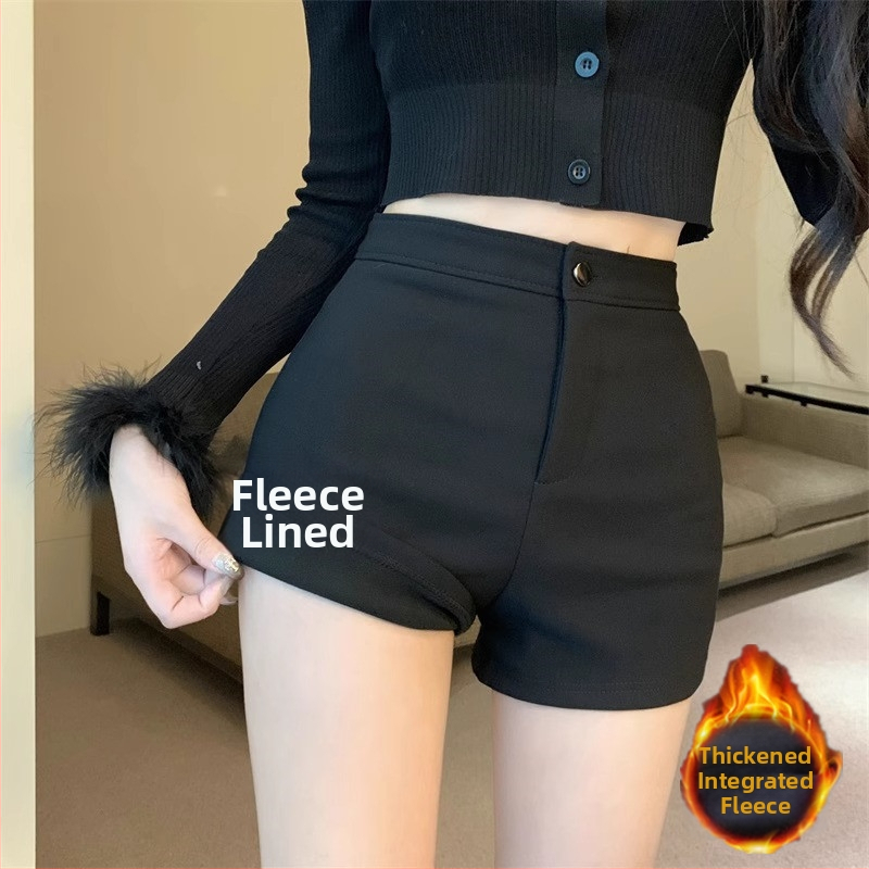 Moteriškos šiltos kelnaitės su aukštu juosmeniu, fleece viduje, elastinės, A linijos siluetas, 3/4 ilgio, poliesteris 80–90%