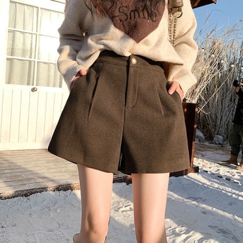 Женски Chenille панталони с широки крака и висока талия, дължина 5/4, плътна материя, микроеластичност (Пролет 2025)