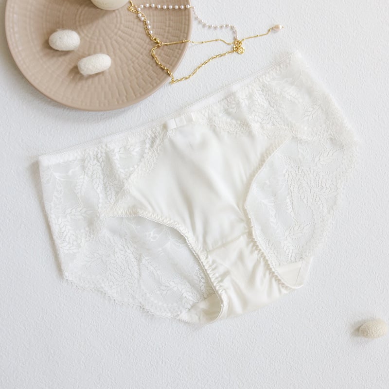 Γυναικείες βρακάκια από σατέν μετάξι Mulberry με δαντέλα, μεσαίας μέσης, διαπνοή πλεκτό ύφασμα, επένδυση από μετάξι