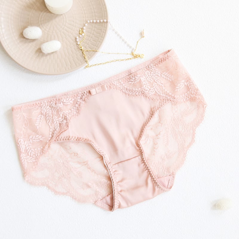 Γυναικείες βρακάκια από σατέν μετάξι Mulberry με δαντέλα, μεσαίας μέσης, διαπνοή πλεκτό ύφασμα, επένδυση από μετάξι