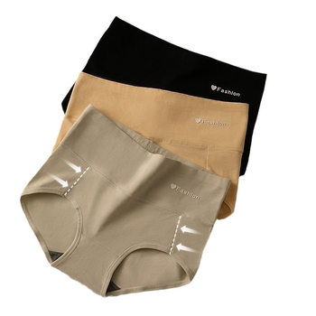 Chiloți pentru femei din bumbac, cu control al abdomenului, talie medie-înaltă, respirabili, culoare solidă