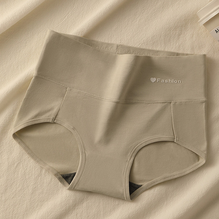 Chiloți pentru femei din bumbac, cu control al abdomenului, talie medie-înaltă, respirabili, culoare solidă