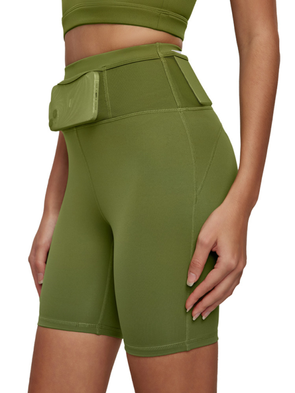 Naiste jooksu lühikesed püksid sisemise vööriistaga taskuga, antibakteriaalsed, naha-lähedane kangas, kõrge elastsus, jooga stiil (Materjal: 80% nailon, 20% spandex; Kangas: tihe, naha lähedane tunne; Pikkus: viie punktiga lühikesed püksid; Stiil: jooga lü