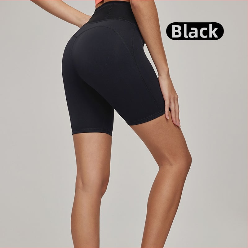 Naiste jooksu lühikesed püksid sisemise vööriistaga taskuga, antibakteriaalsed, naha-lähedane kangas, kõrge elastsus, jooga stiil (Materjal: 80% nailon, 20% spandex; Kangas: tihe, naha lähedane tunne; Pikkus: viie punktiga lühikesed püksid; Stiil: jooga lü