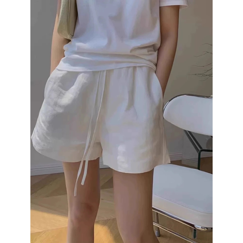 Naiste Tencel Lyocell lühikesed püksid – kapri pikkus, laiad lõiked, elastne vöö, õhuke puuvill-lina segu, suvi 2025