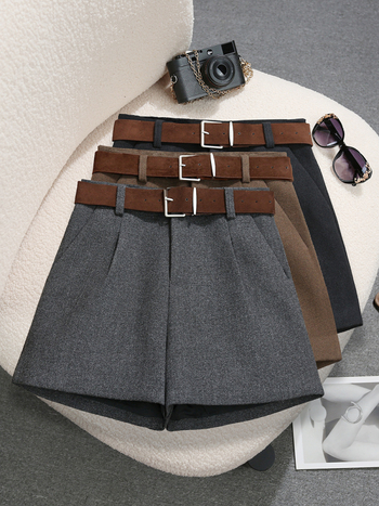 Vilnonės plačios kelnės su aukštu juosmeniu, 3/4 ilgio, poliesterio ir spandekso mišinys, mikroelastingumas, žiema 2025