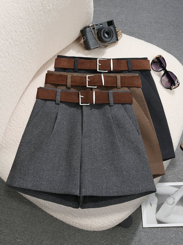 Vilnonės plačios kelnės su aukštu juosmeniu, 3/4 ilgio, poliesterio ir spandekso mišinys, mikroelastingumas, žiema 2025