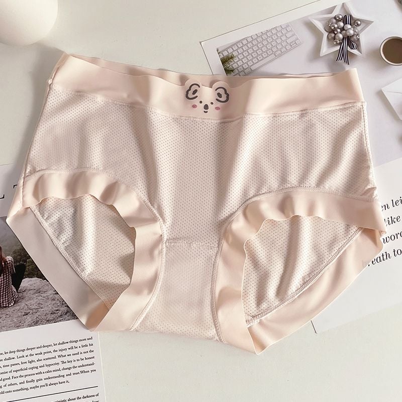 Lenjerie intimă pentru femei talie medie cu căptușeală din bumbac, antibacteriană, respirabilă, uscare rapidă (Țesătură Ice Silk, nailon 50-70%, 31-40D, tricotat)