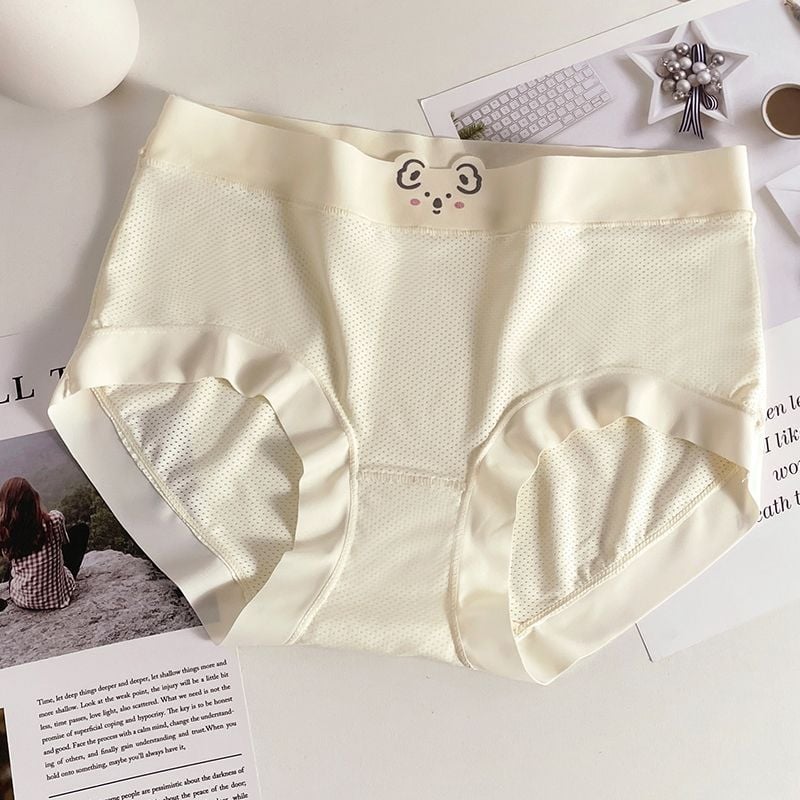 Lenjerie intimă pentru femei talie medie cu căptușeală din bumbac, antibacteriană, respirabilă, uscare rapidă (Țesătură Ice Silk, nailon 50-70%, 31-40D, tricotat)