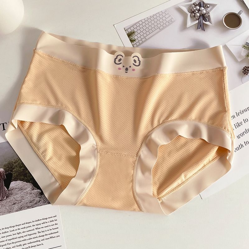 Lenjerie intimă pentru femei talie medie cu căptușeală din bumbac, antibacteriană, respirabilă, uscare rapidă (Țesătură Ice Silk, nailon 50-70%, 31-40D, tricotat)