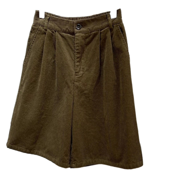 Cordury aukštos juosmens plačios kelnės moterims – vidutinio ilgio, 95% poliesteris