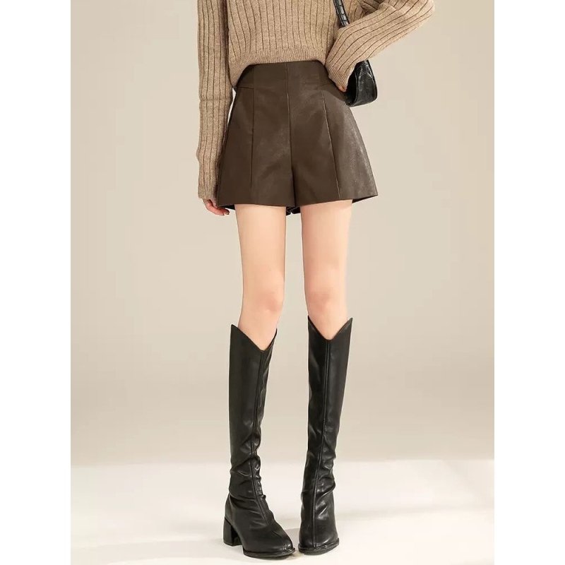 Moteriški plataus kirpimo kelnės iš vilnonio audinio, aukšta liemuo, 3/4 ilgio