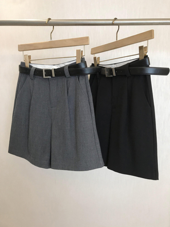 Дамски костюм-шорти за лятото – висок талия, права кройка, смес полиестер и памук, без гладене