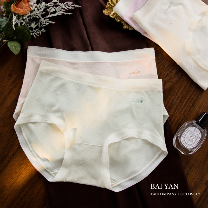 Chiloți pentru fete din amestec de bumbac, cu căptușeală din mătase Mulberry, respirabili, antibacterieni, model floral jacquard