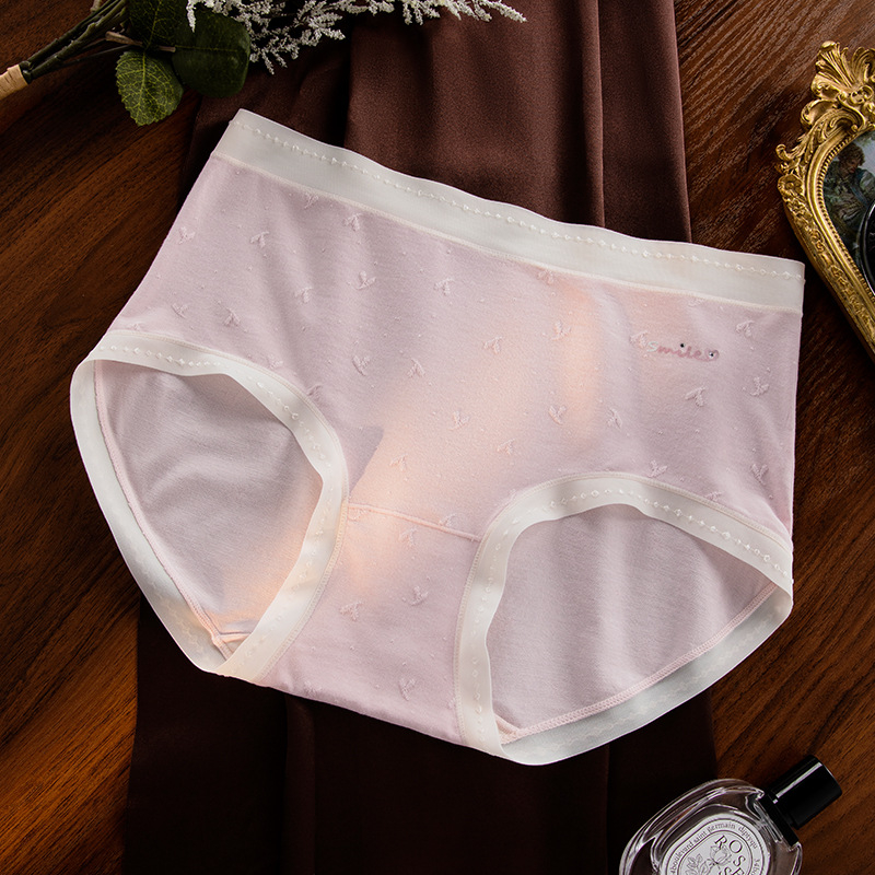 Chiloți pentru fete din amestec de bumbac, cu căptușeală din mătase Mulberry, respirabili, antibacterieni, model floral jacquard