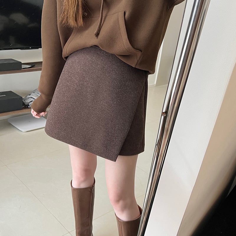 Кулоти от имитационна вълна, висок талия, половин дължина панталон, полиестер 80–90%, зима 2024