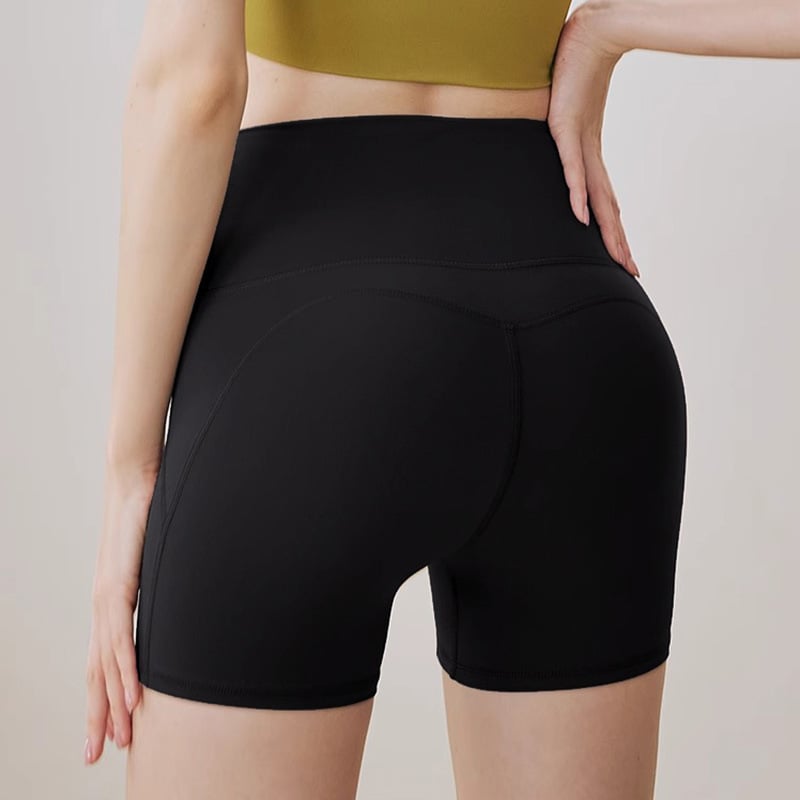 Naiste kõrge vöötiga joogašortsid, tuharat tõstva, hingav materjal, 3/4 pikkus, materjal: polüester-spandex (82.1% polüester, 17.9% spandex)