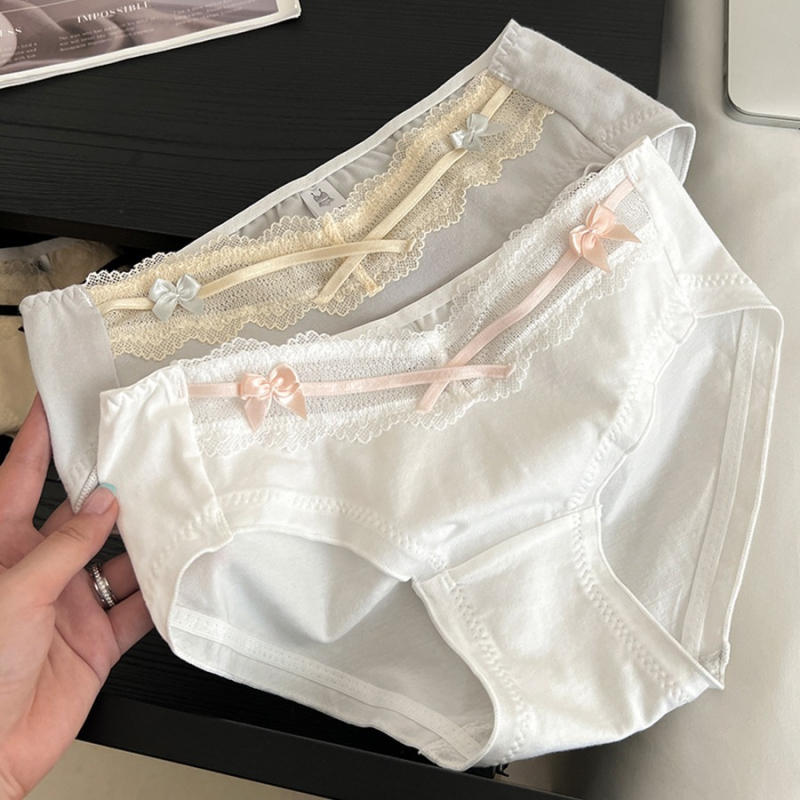 Čipkaste ženske gaćice od pamuka s motivom leptira, srednji pojas, udobnost kroz sve sezone