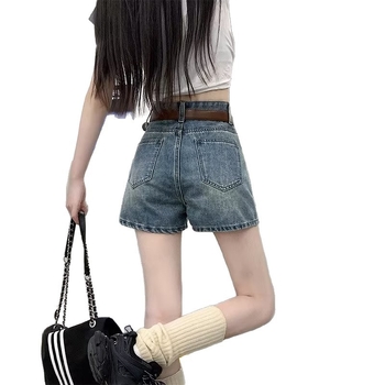 Naiste džinni lühikesed säärised A-liiniga lõige, keskmise tõstega vöö, 3/4 pikkus, elastne džins spandexiga, keskmine paksus