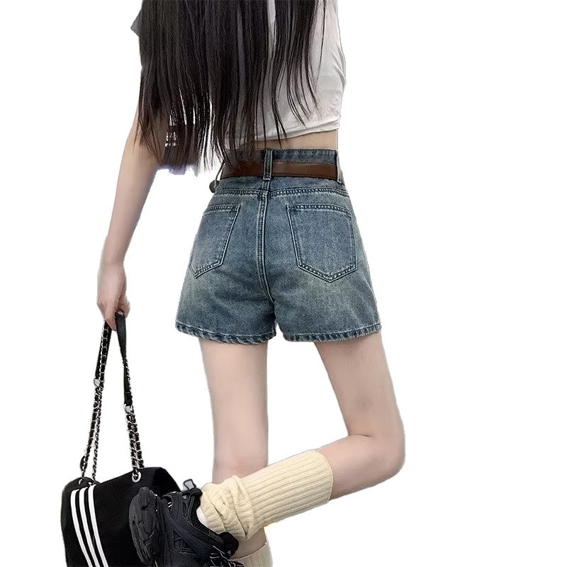 Naiste džinni lühikesed säärised A-liiniga lõige, keskmise tõstega vöö, 3/4 pikkus, elastne džins spandexiga, keskmine paksus