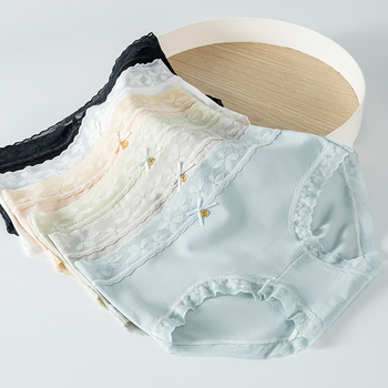 Ženske gaćice od pamuka sa srednjim strukom, 40 komada, podstava od 7A mulberry silk u preponi, antibakterijske i prozračne, trokutasti kroj, set od 40 kom