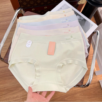 Ženske pamučne gaćice s Mulberry Silk u području prepona, antibakterijske, srednji pojas, prozračnost
