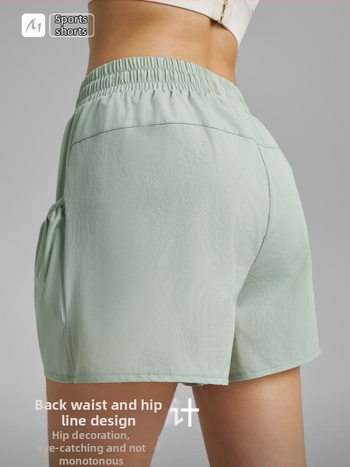Naiste jooga lühikesed püksid, kiire kuivatamine, vaba lõige, kolmandik pikkus, kootud kangas, 88% nailon, 12% spandex, Kevad 2025