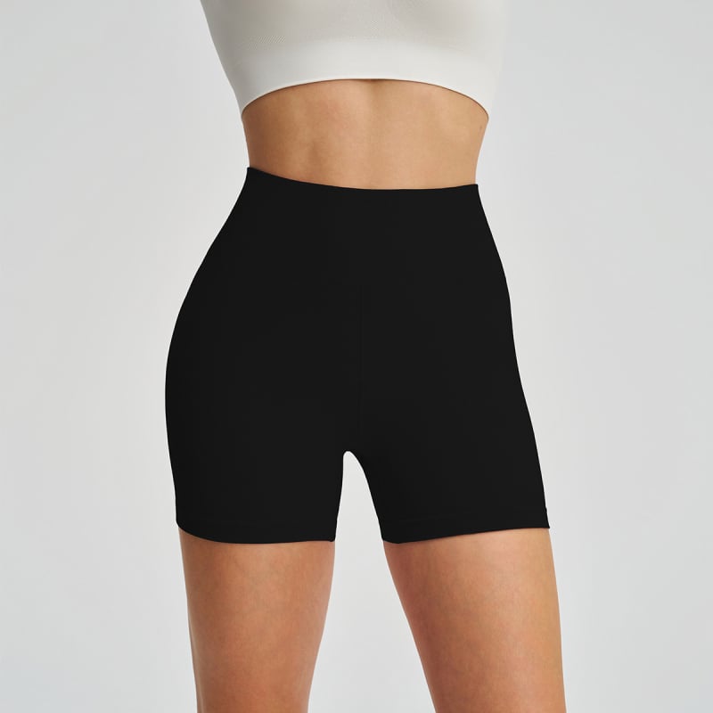 Naiste kõrge vöökohaga jooga lühikesed šortsid, tuharate tõstmine, kiirelt kuivav nailon, 3/4 pikkus, õmblusteta