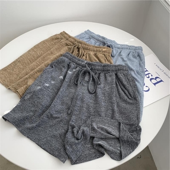 Megzti platūs šortai moterims, aukštas liemuo, plonas medvilnės audinys, 2025 m. vasara