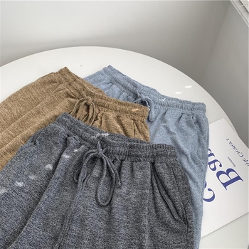 Megzti platūs šortai moterims, aukštas liemuo, plonas medvilnės audinys, 2025 m. vasara