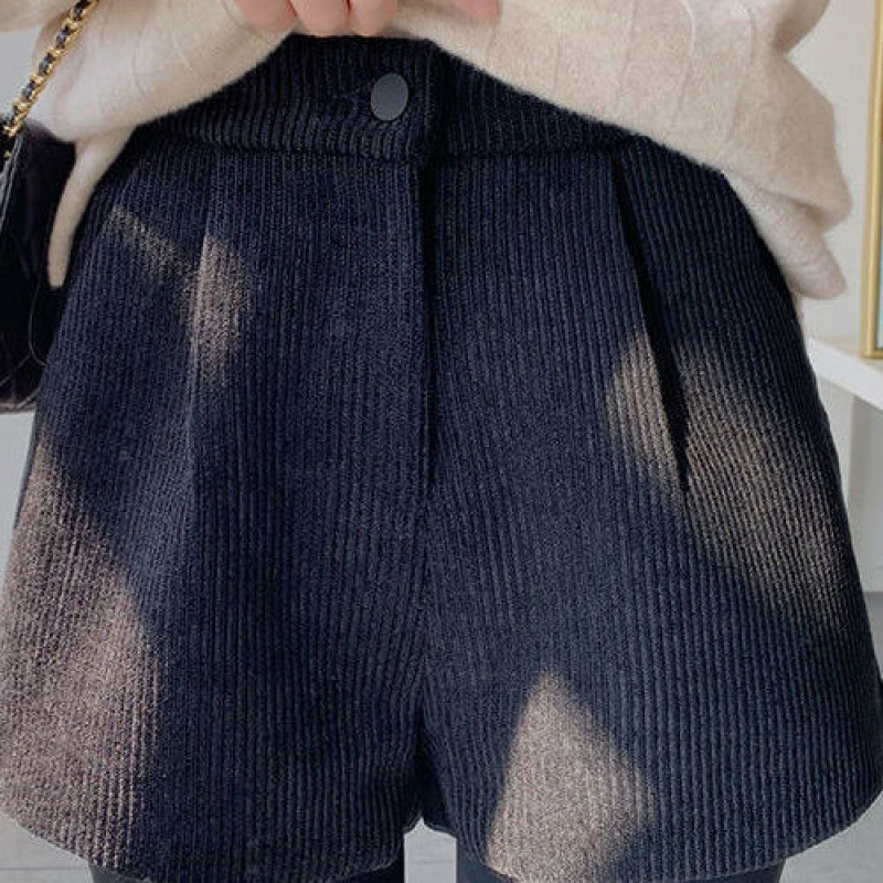 Moteriškos kordurojo audinio kelnės, aukštas liemuo, laisvas kirpimas, 3/4 ilgio, stora audinа, retro stilius