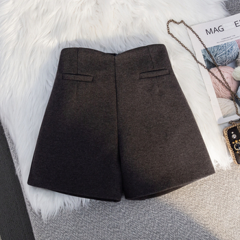 Moterų retro vilninių kostiuminių kelnių — aukštas liemuo, plačios kelnės, 3/4 ilgio, švelnus paviršius