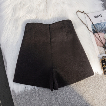 Moterų retro vilninių kostiuminių kelnių — aukštas liemuo, plačios kelnės, 3/4 ilgio, švelnus paviršius