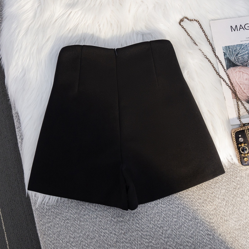 Moterų retro vilninių kostiuminių kelnių — aukštas liemuo, plačios kelnės, 3/4 ilgio, švelnus paviršius