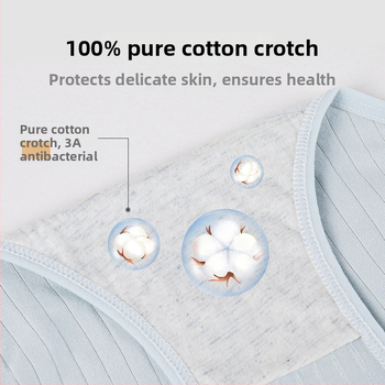 Moteriškos medvilninės kelnaitės su viduriniu juosmeniu, kvėpuojančios ir antibakterinės, intarpas 100% medvilnė