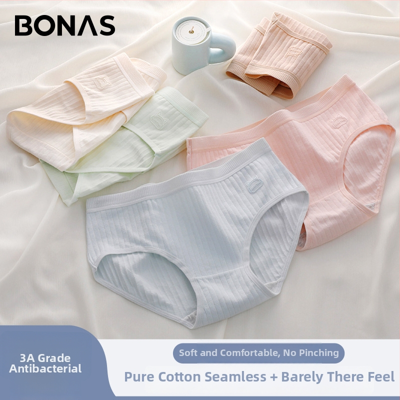 Moteriškos medvilninės kelnaitės su viduriniu juosmeniu, kvėpuojančios ir antibakterinės, intarpas 100% medvilnė