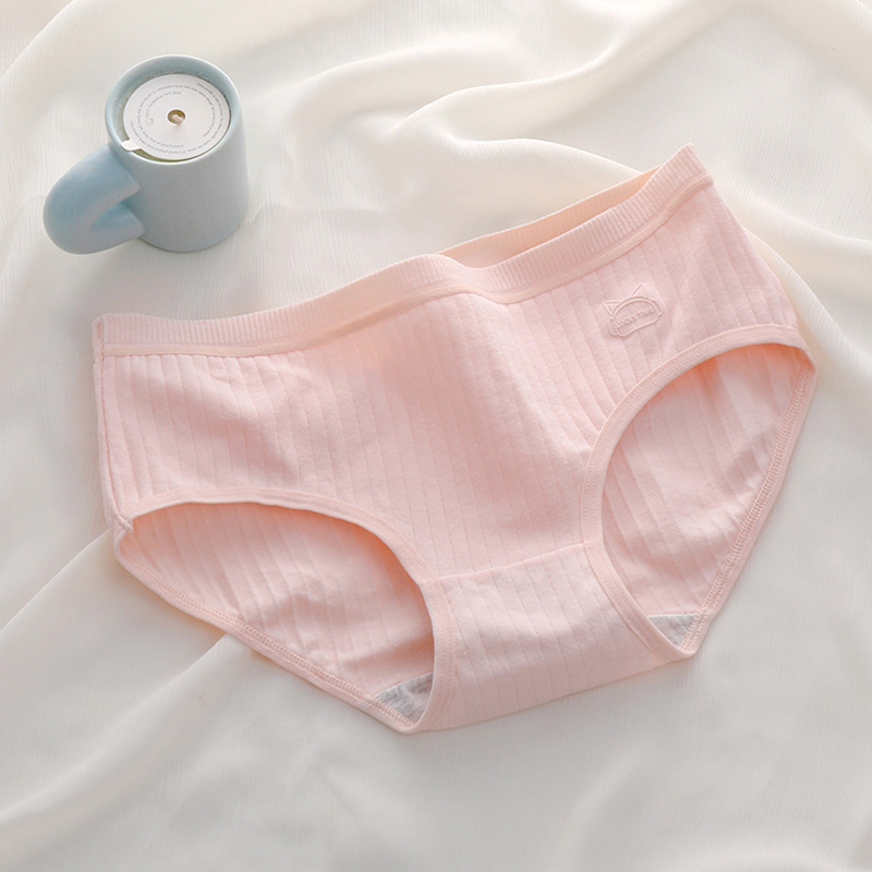 Moteriškos medvilninės kelnaitės su viduriniu juosmeniu, kvėpuojančios ir antibakterinės, intarpas 100% medvilnė