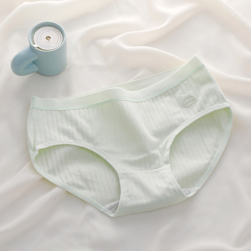 Moteriškos medvilninės kelnaitės su viduriniu juosmeniu, kvėpuojančios ir antibakterinės, intarpas 100% medvilnė