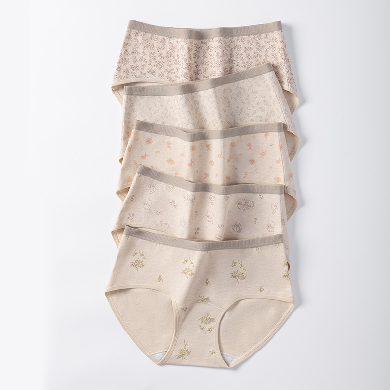 Moteriški medvilniniai apatinių kelnaitės su juosmeniu, vidurinis juosmuo, 40-count plokščias audinys, intarpas iš medvilnės