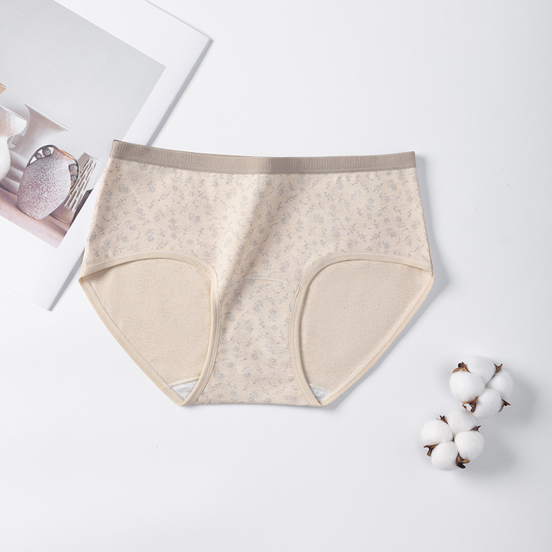 Moteriški medvilniniai apatinių kelnaitės su juosmeniu, vidurinis juosmuo, 40-count plokščias audinys, intarpas iš medvilnės
